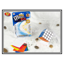 YJ 4x4 glatte neue 4x4x4 schwarze Geschwindigkeits-Würfel-Puzzlespiel PVC-Aufkleber